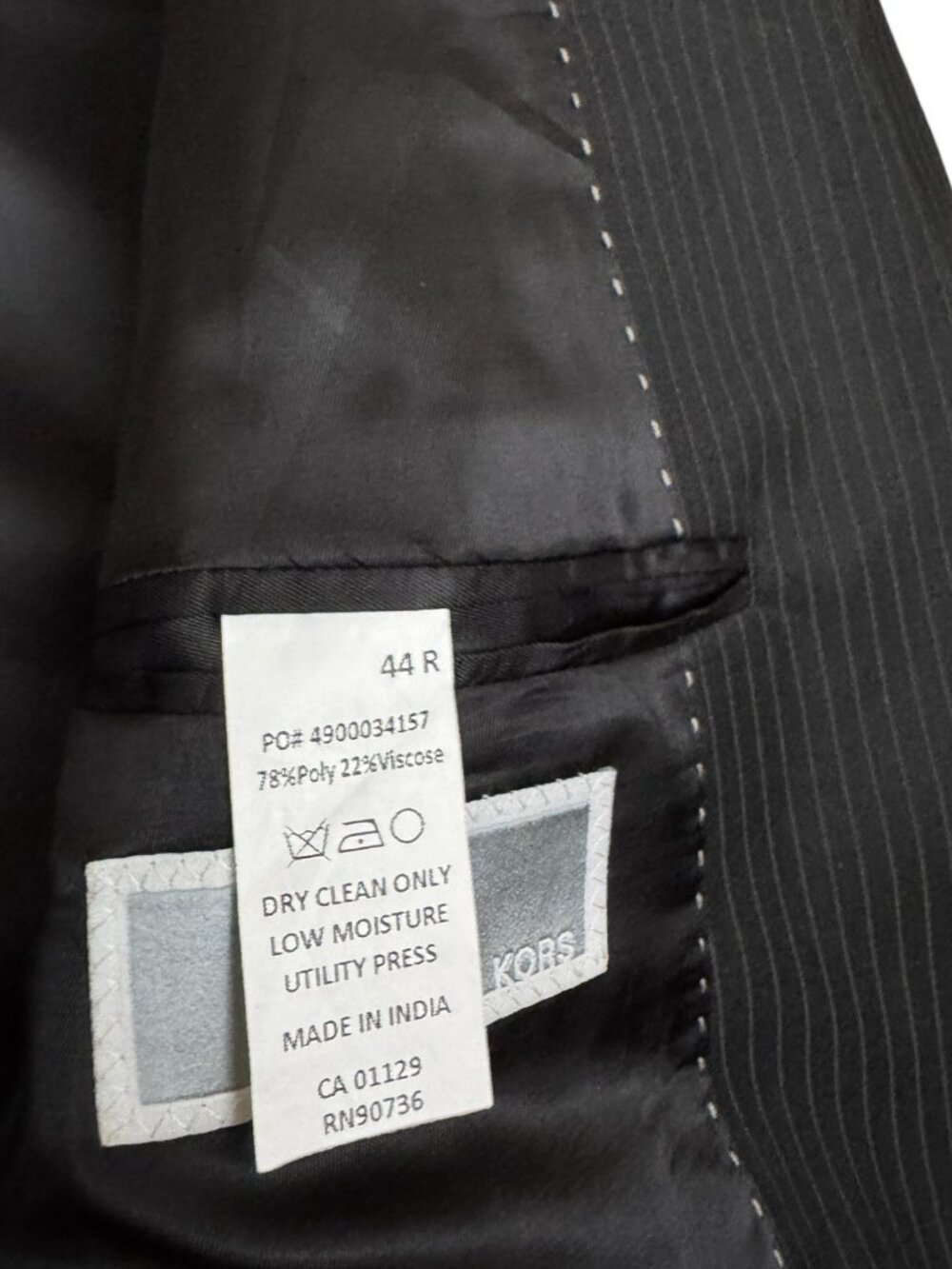 MICHAEL KORS Pinstripe 2-Piece Luxury Designer SUIT Blazer & Pants Men 44R Large - Picture 10 of 11